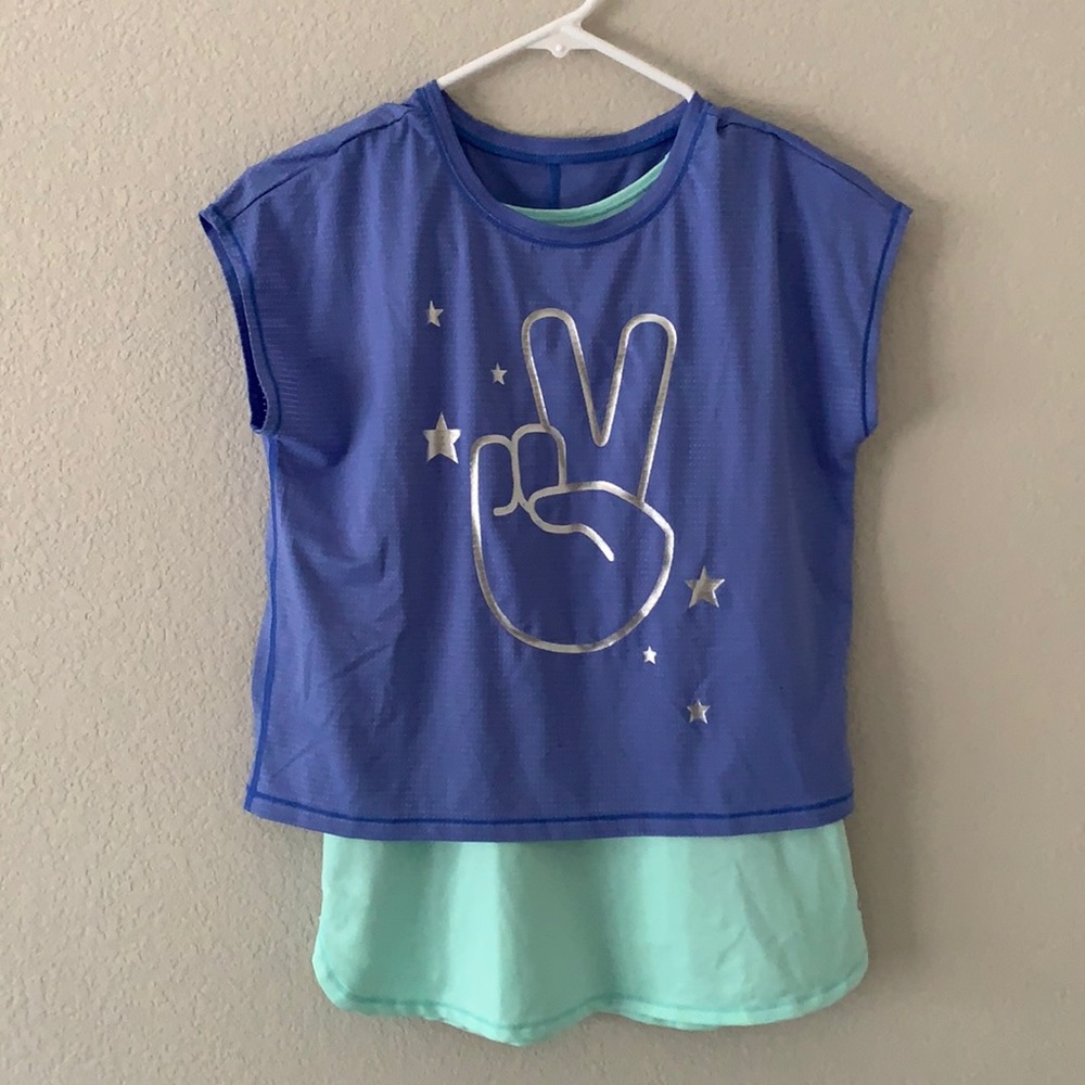 Gapfit kid, size xxl but fits small/medium, blue/mint tank top/cropped shirt